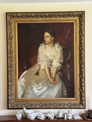 Lot 1010 - After John Singer Sargent (1856-1925) oil on canvas - Portrait of Miss Helen Dunham, 121cm x 90cm, in gilt frame