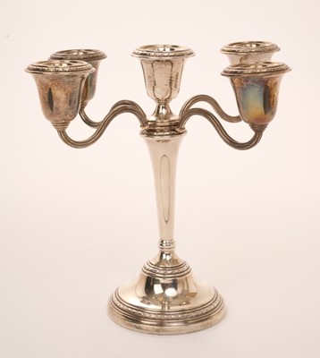 Lot 416 - Silver five light candelabrum