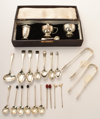 Lot 417 - Silver cruet, lot silver spoons etc