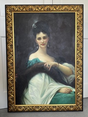 Lot 1011 - After Alexandre Cabanel (1823-1889) oil on canvas - Portrait of the Countess of Keller, 90cm x 60cm, in gilt frame