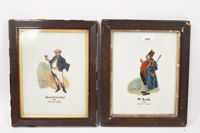 Lot 859 - Two early 20th century oils on milk glass depicting Pickwick characters