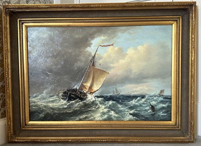 Lot 1014 - After Edward William Cooke (1811-1880) oil on canvas - Shipping off Calais, 51cm x 76cm, in gilt frame