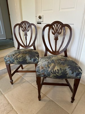 Lot 1187 - Set of fourteen George III style mahogany dining chairs