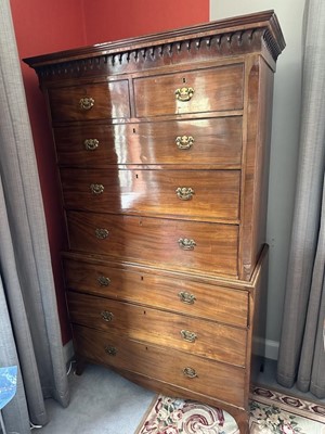 Lot 1194 - George III mahogany chest on chest