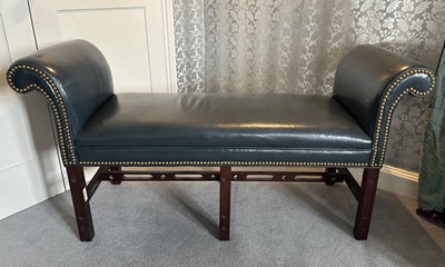 Lot 1200 - Georgian style navy button leather upholstered window seat