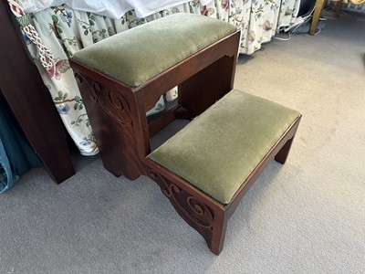 Lot 1201 - Victorian mahogany library or bed steps with scroll ornament