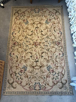 Lot 1204 - Two similar Aubusson type tapestry rugs, both with foliate design, both approximately  185cm x 116cm