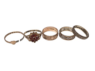 Lot 150 - Five 9ct gold rings