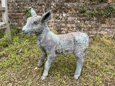 Lot 1227 - Ceramic garden model of a lamb by Suzie Marsh, 60cm long