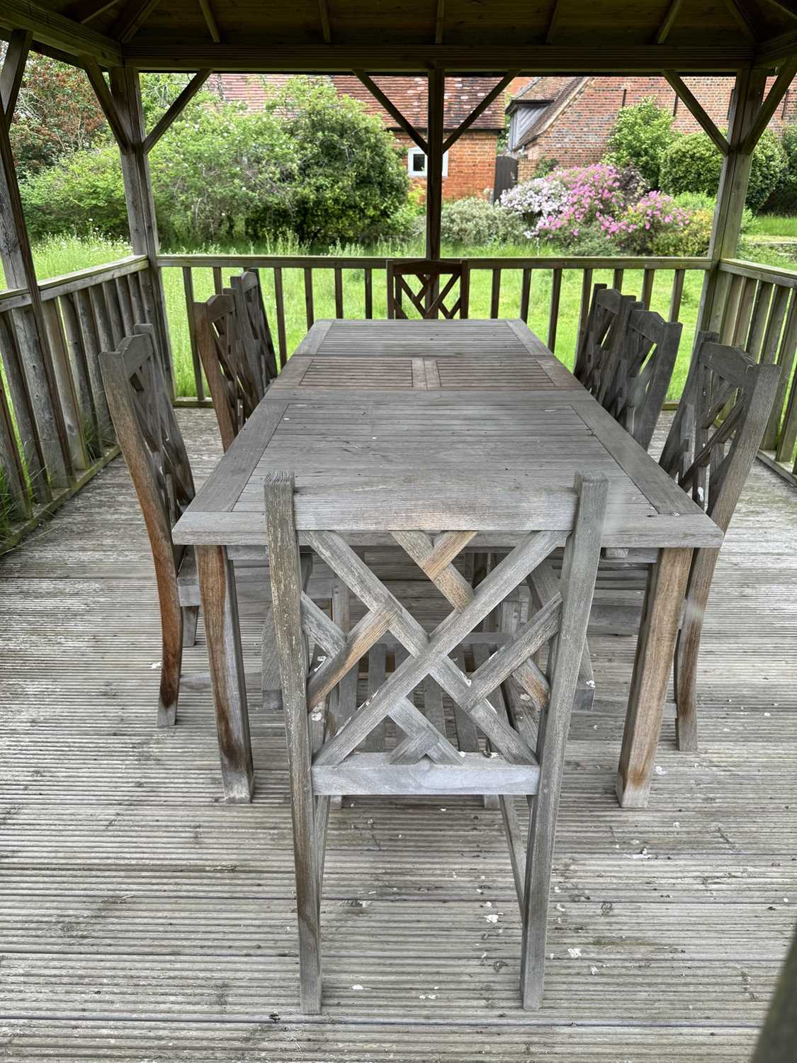 Lot 1218 - Teak set of garden dining furniture