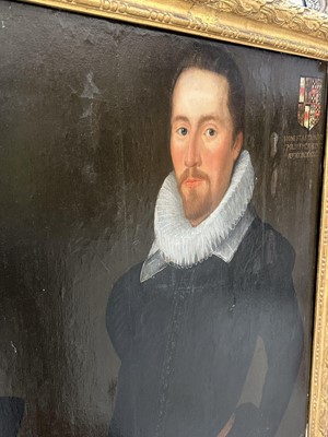 Lot 1235 - Early 17th century English School, oil on canvas laid onto an oak panel, portrait of a gentleman