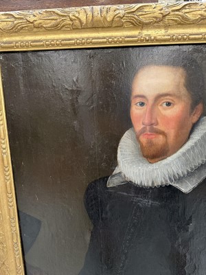 Lot 1235 - Early 17th century English School, oil on canvas laid onto an oak panel, portrait of a gentleman