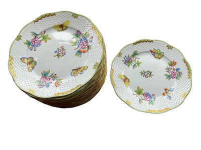 Lot 339 - Set of twenty Herend Queen Victoria pattern side plates, 21cm diameter, a mixture of English and American pattern variants