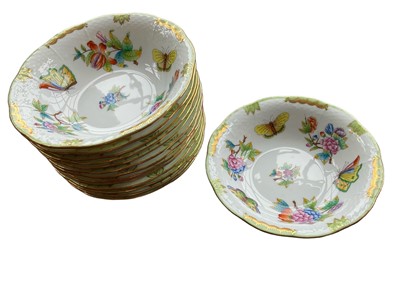 Lot 177 - Set of fourteen Herend Queen Victoria pattern breakfast bowls, 17cm diameter, a mixture of English and American pattern variants