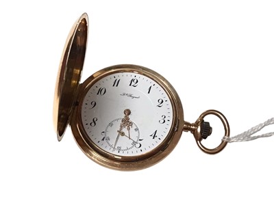 Lot 209 - Early 20th century 14ct gold full hunter pocket watch, signed Qte. Breguet