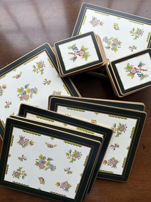 Lot 345 - Eighteen table mats, Herend Victoria pattern by Lady Clare and matching coasters (36)