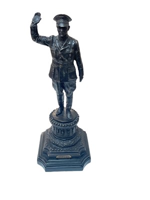 Lot 751 - Bronze figure of Adolf Hitler, standing in uniform, raised on marble plinth base, 35cm in height