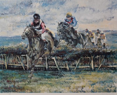 Lot 993 - Claire Eva Burton, group of six signed limited edition racing prints to include The Derby, Grand National and others, four with certificates, each in glazed frame (6)