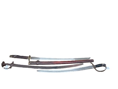 Lot 958 - Victorian Police sword (scabbard lacking) and Indian Tulwar sword (scabbard lacking) (2)