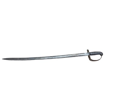 Lot 961 - Victorian 1845 Pattern Rifle Officers sword with Gothic hilt with crowned bugle badge and etched fullered curved blade