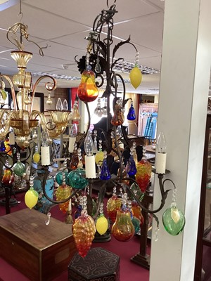 Lot 1161 - Large pair of Murano glass chandeliers