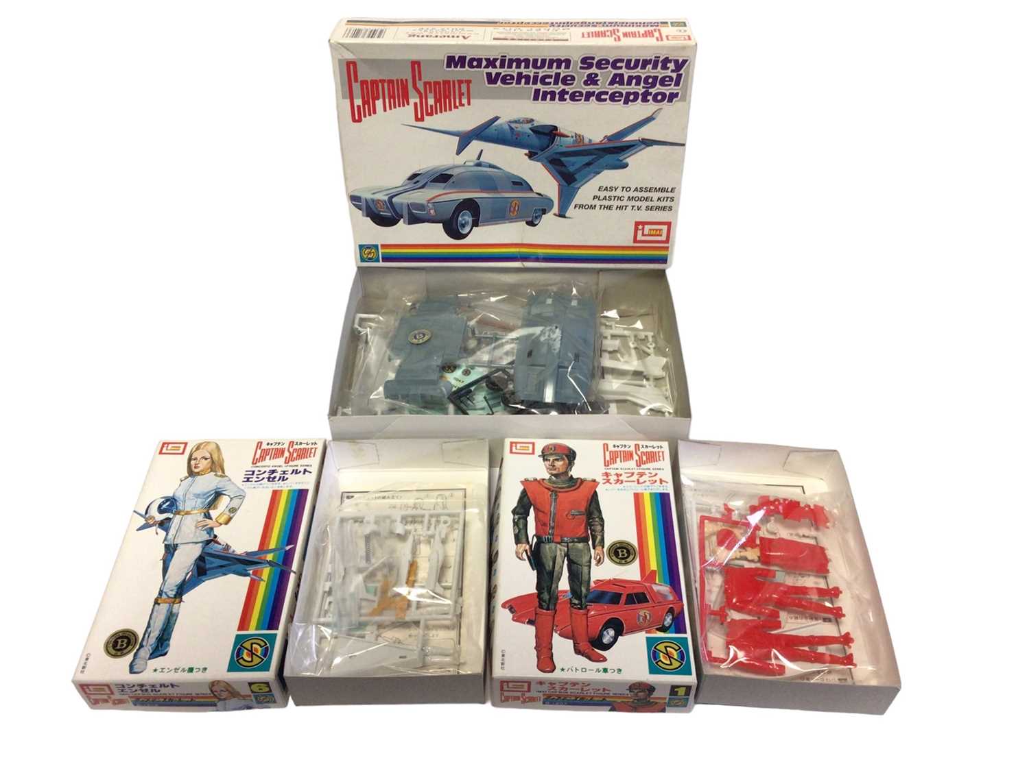 Lot 1933 - Imai  Captain Scarlet plastic models kits including Capatain Scarlet, Concerto Angel & Maximum Security Vehicle & Angel Interceptor,  Vivd Imaginations Captain Scarlett & the Mysterons Action Figur...