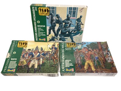 Lot 2013 - Revell 1:72 Scale Soldiers including American Militia No.2561, Prussian Infantry No.2572 & German Commandos No.2524 and ESCI Zulu Warriors, plus Tamiya 1:35 scale British Army Saladin MkII Armoured...