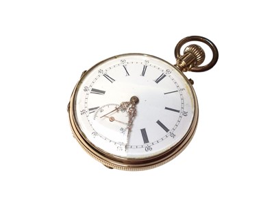 Lot 256 - Late 19th century 14ct gold open face pocket watch with keyless movement