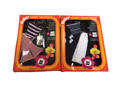 Lot 1952 - Mary Quant Daisy Doll outfits in original boxes including Puddleduck 65220, SleepyBye CL30/8, Signal 65120, Able Seaman 65118,Posh 65213 and Orange Sundae 65318.