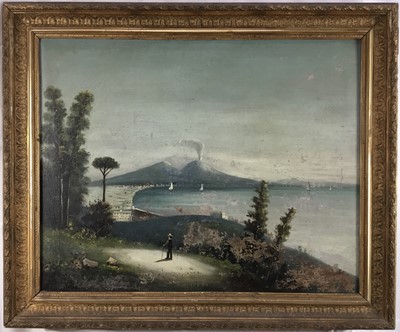 Lot 44 - Continental School, 19th century, pair of oils on canvas - Italian Lake Views, 50.5cm x 63.5cm, in gilt frames