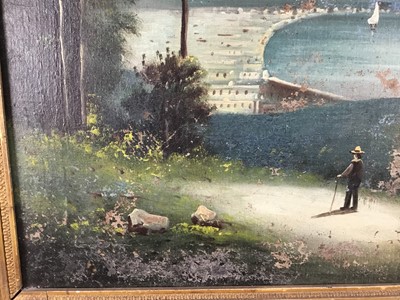 Lot 179 - Continental School, 19th century, pair of oils on canvas - Italian Lake Views, 50.5cm x 63.5cm, in gilt frames