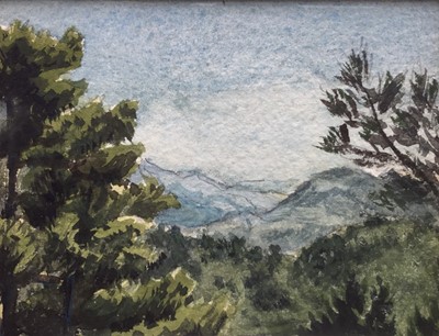 Lot 217 - Herbert Harwood Eve (1891-1989) watercolour - Cyprus Landscape, 9cm x 11cm, in glazed frame