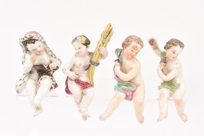 Lot 107 - Four Continental porcelain figures of Seasons, probably Meissen