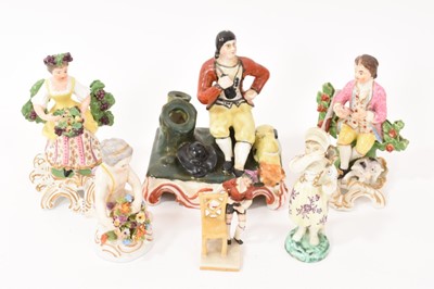 Lot 73 - Pair of Derby figures of children, and other figures