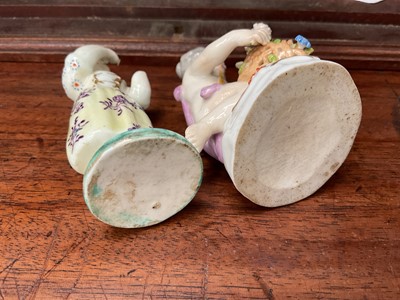 Lot 32 - Pair of Derby figures of children, and other figures
