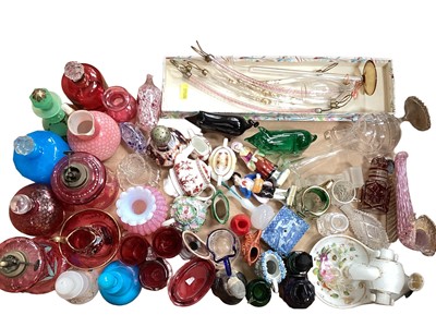 Lot 1199 - Collection of miniature glass and ceramic items including perfume bottles, jugs, figures etc