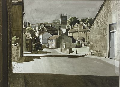 Lot 161 - Peter Kenneth Cowley Jackson, 1930-2006, watercolour street scene, signed and dated 74