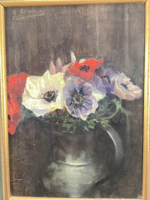 Lot 167 - French School 20th cemtury, oil on board, flowers in vase, signed and dated indescinctly top left