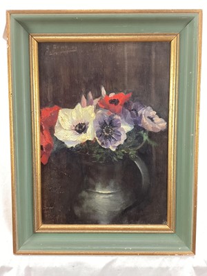 Lot 167 - French School 20th cemtury, oil on board, flowers in vase, signed and dated indescinctly top left
