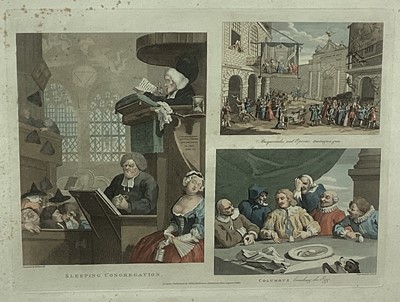 Lot 158 - Hogarth, Sleeping Congregation, Masquerades & Operas Colubus, hand coloured engraving, published 1800