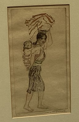 Lot 145 - Max Pollak, American/Czech 1886-1870, etching and aquatint Mother and Child, pencil signed and editioned