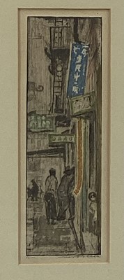 Lot 144 - Max Pollak American/Czech 1886-1870, San Francisco China town, etching and aquatint, signed and editioned