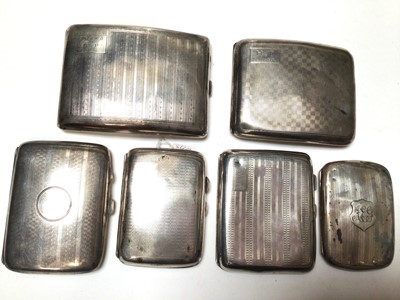 Lot 251 - Six 1920s and later silver cigarette cases