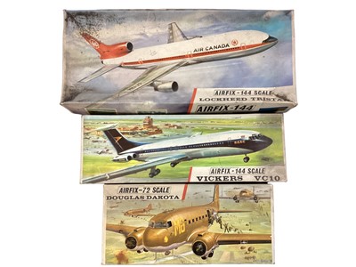 Lot 1996 - Airfix 1:144 & 1:72 Scale Civil Aviation Planes including Sky King Boeing 747 & Concorde, Red Stripe Lockheed Trister, Vicker VC10 & Douglas Dakota plus others (19)