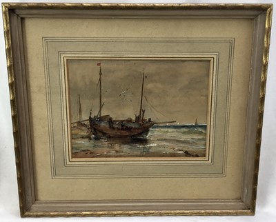 Lot 134 - Claude Hayes (1852-1922 ) two watercolours - Marine Scenes, one signed, in glazed frames