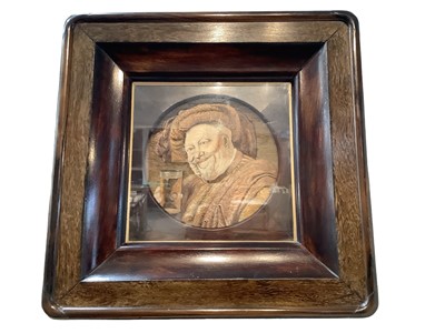 Lot 2530 - Victorian embroidery of Sir John Falstaff, in oak frame