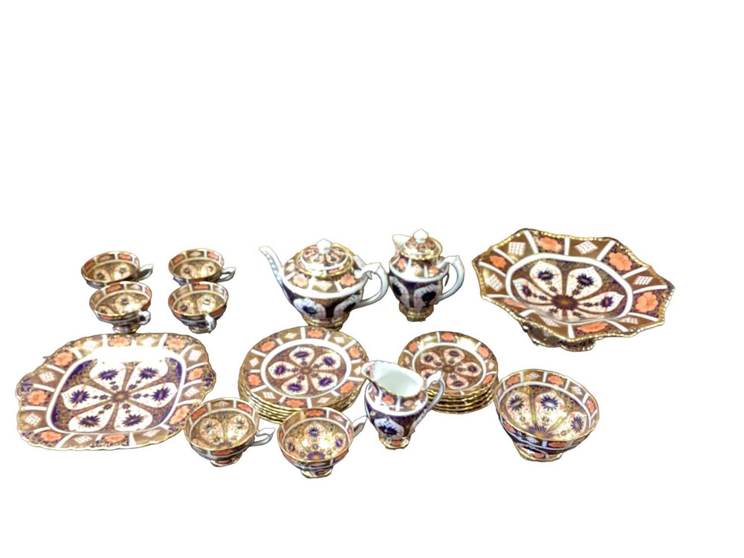 Lot 1204 - Collection of Royal Crown Derby teawares, place setting for six, pattern 1128