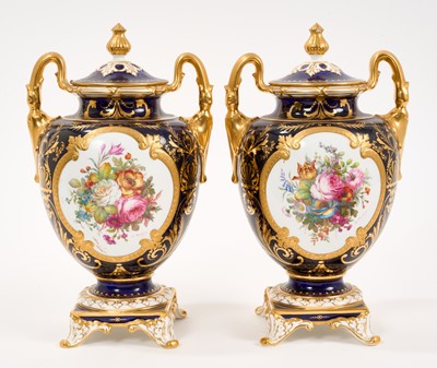 Lot 263 - Pair of Royal Crown Derby hand painted vases and covers, painted by Albert Gregory