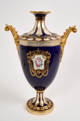 Lot 269 - Royal Crown Derby pedestal vase and cover hand painted by George Darlington