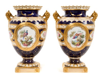 Lot 270 - Pair of Royal Crown Derby vases hand painted by George Darlington